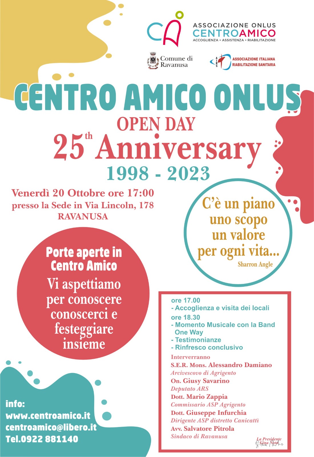 Festeggiamenti per il venticinquesimo anniversario dell’inizio delle attività riabilitative del Centro Amico